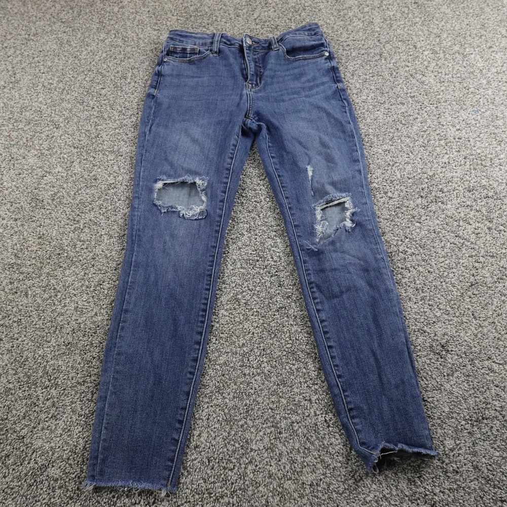Judy Blue Jeans Womens 7 Dark Denim Trouser‎ Pants Mid Rise Skinny Fit Stretch